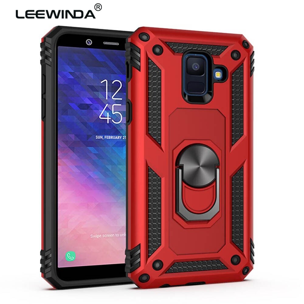xprmy for Samsung Galaxy A6 Plus 2018 J8 2018 phone Case Luxury Armor Shockproof TPU PC 2 in 1 360 Degree Rotating Holder Ring Back Cover