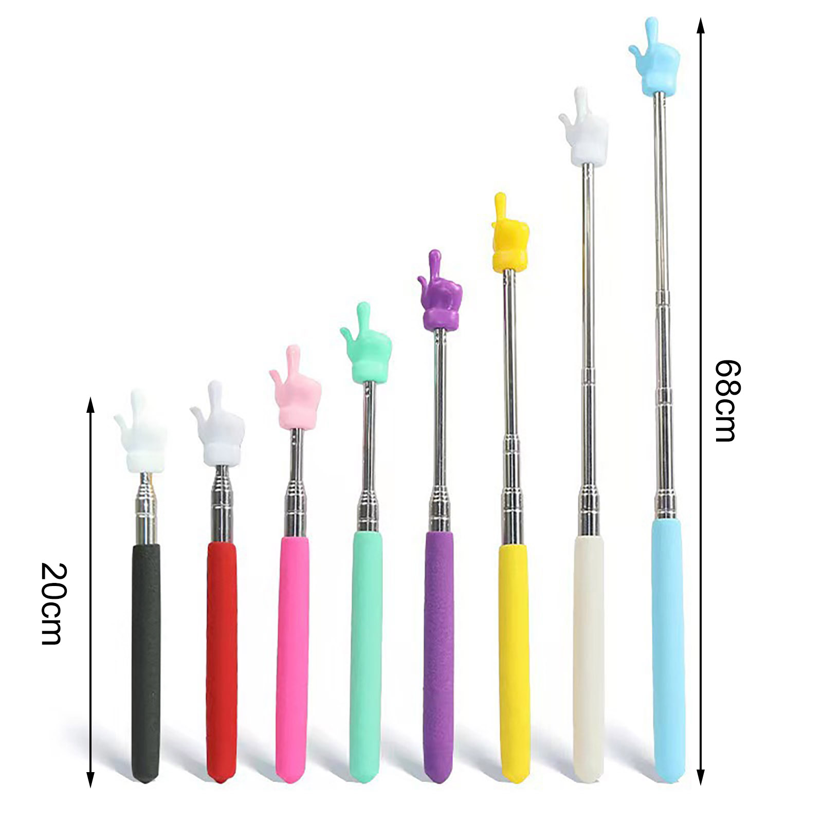 Finger Reading Stick Telescopic Stainless Steel Pointer for Presentations Teaching Lightweight Portable Handheld Presenter Stick Ppt Presentation Pointer. 