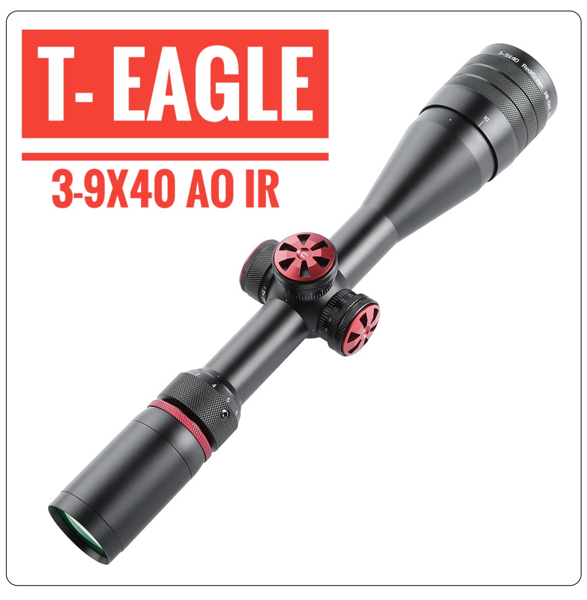 Premium T-Eagle 3-9X40 AO IR Tactical Scope Binocular Optic Sight Green Red  Illumination With 11MM Mounts