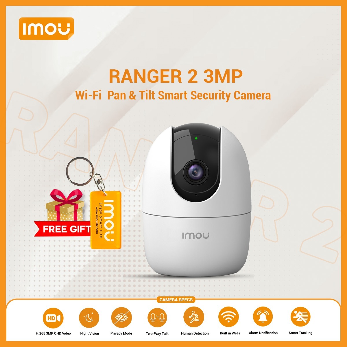 Imou Ranger 2 - 3MP - 2K IP Camera with 360 Degree Coverage | 2 Year brand warranty by Imou & Com source  ( IMOU official key ring)