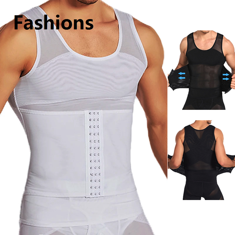 Fashions Mens Body Shaper Compression Vest Abdomen Shapewear Tummy Slimming Sheath Gynecomastia Shapers Corset Waist Trainer Fajas Tops
