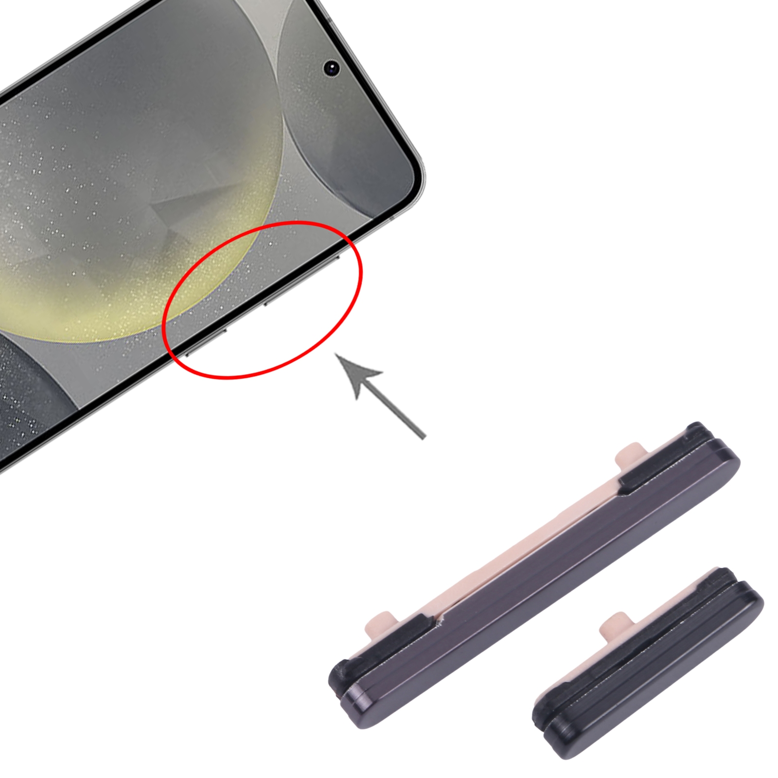 For Samsung Galaxy S24 SM-S921B 10pcs Power Button and Volume Control Button (Black). 