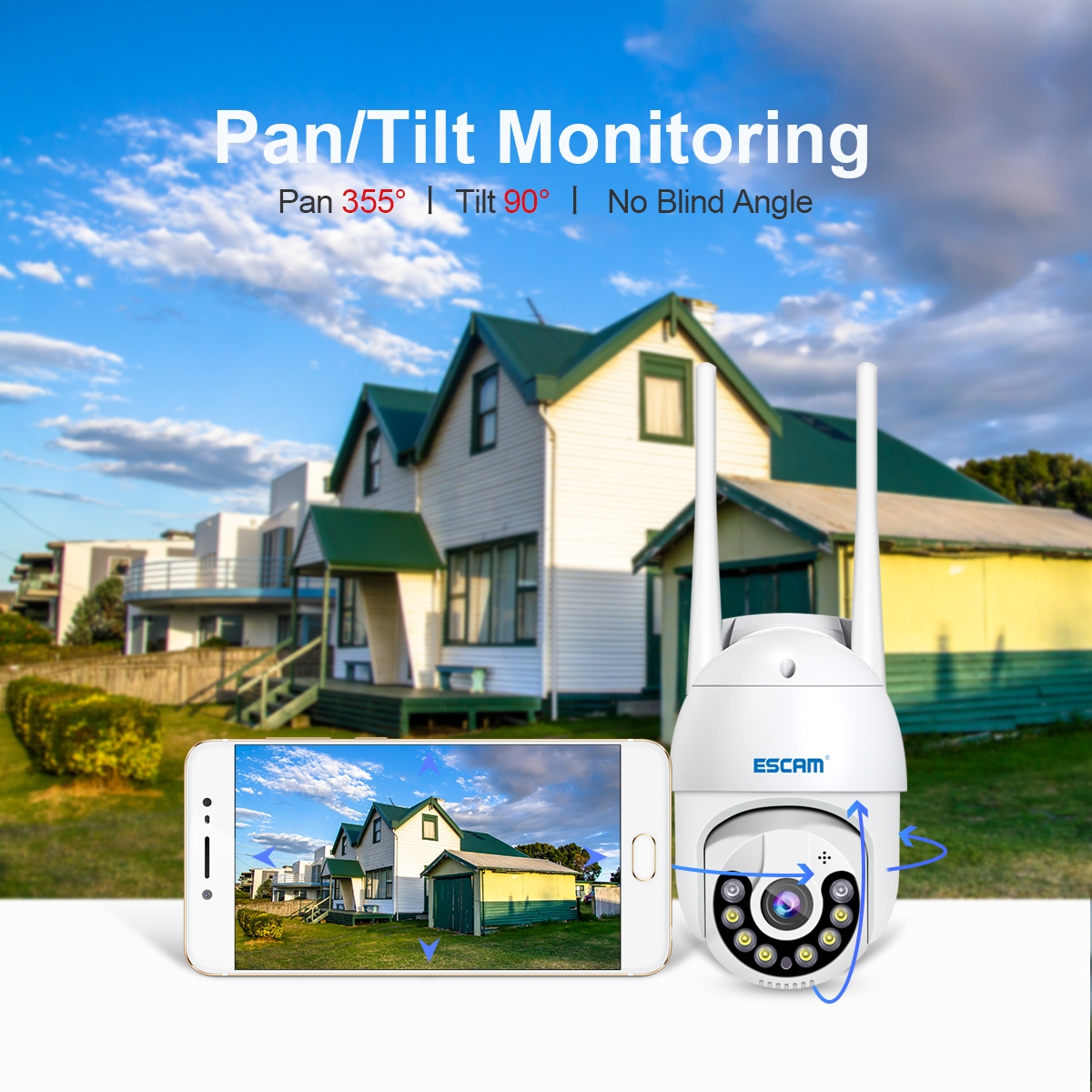 (Ready Now)ESCAM QF800 H.265X 8MP AI Humanoid Detection Auto Tracking Waterproof WiFi IP Camera,UK Plug. 