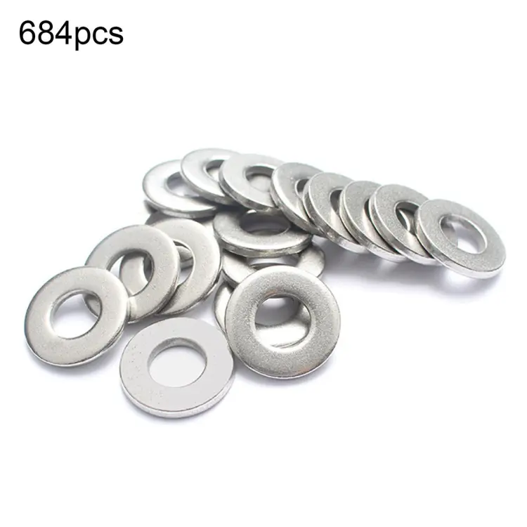 684pcs Stainless Steel Washer Set, 684 Pieces Flat Washers, Lock Washers  Assortment Set, With One Assortment Box.total 9 Different Sizes (M2 M2.5 M3  M