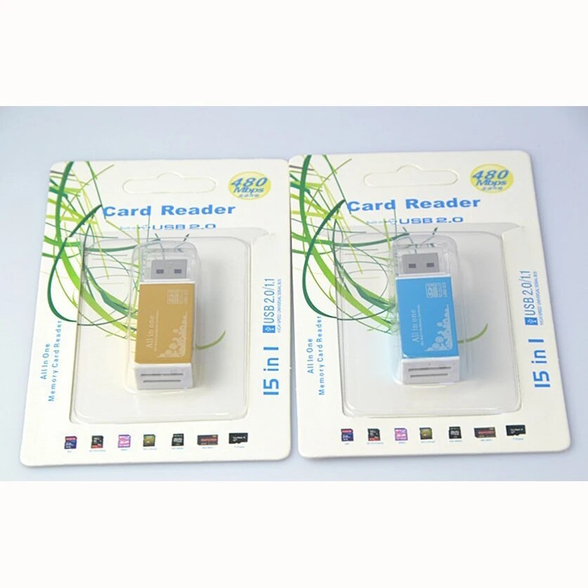 5 piece /bag Smart All in one card reader Multi in 1 card reader SD/SDHC,MMC/RS MMC,MS/MS PRO/MS DUO,M2 card reader Wholesale TF. 