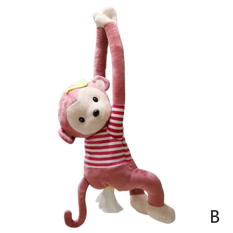 Car Interior Car Tissue Box Creative Pipi Monkey Plush Tissue Pumping Monkey Household Car with Pumping Hanging Tissue V6X9. 