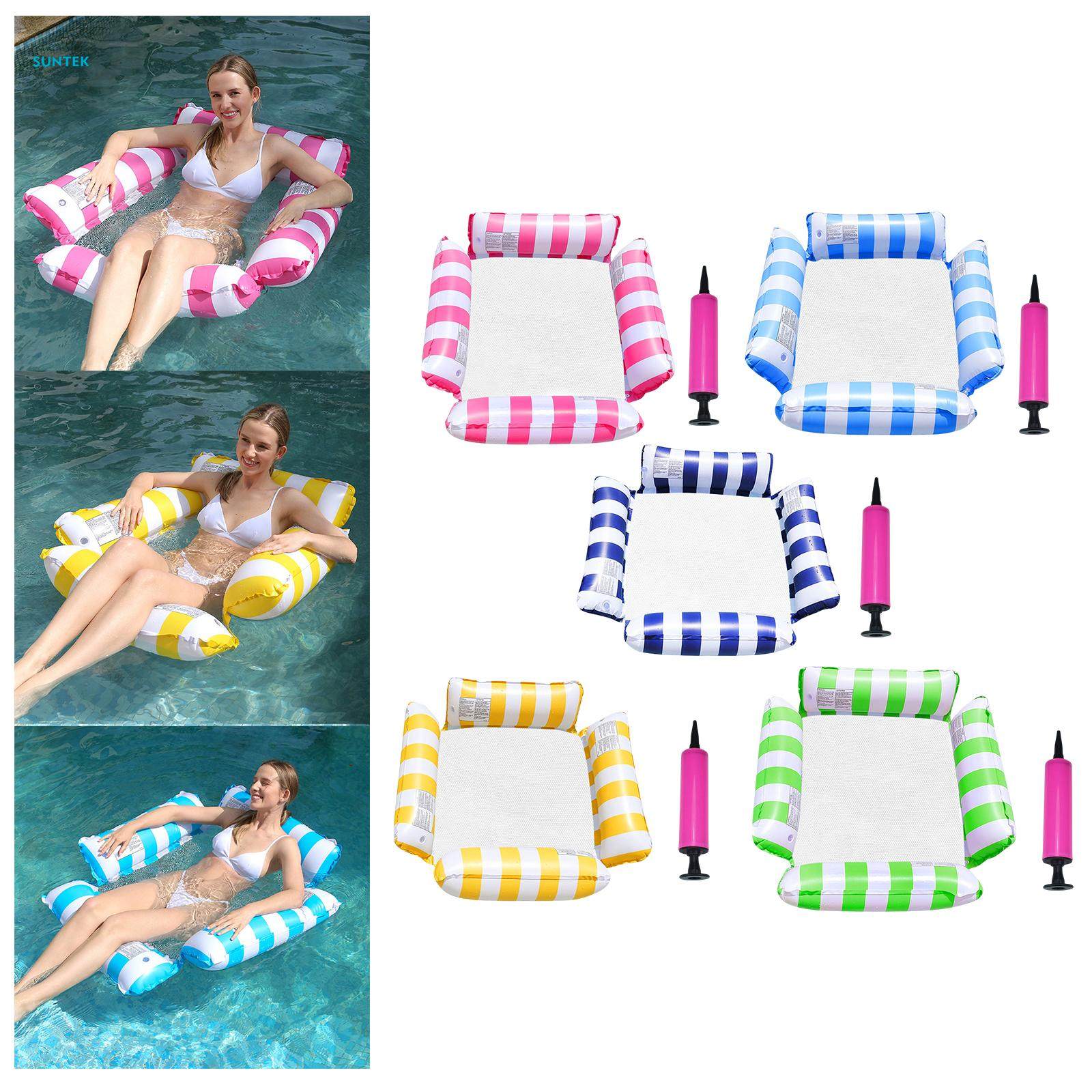 , Inflatable Floating recliner, Buoyancy Inflatable Bed Float Lounge Chair, Water Hammock for Beach, Swimming Pool, Vocation. 