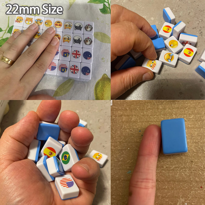 64 Blocks Tiktok Seaside Escape Mahjong Tile Game with Pattern of Flag Ball 1/2 Players Funny Parent Child Party Game Toy Gift ﻿. 