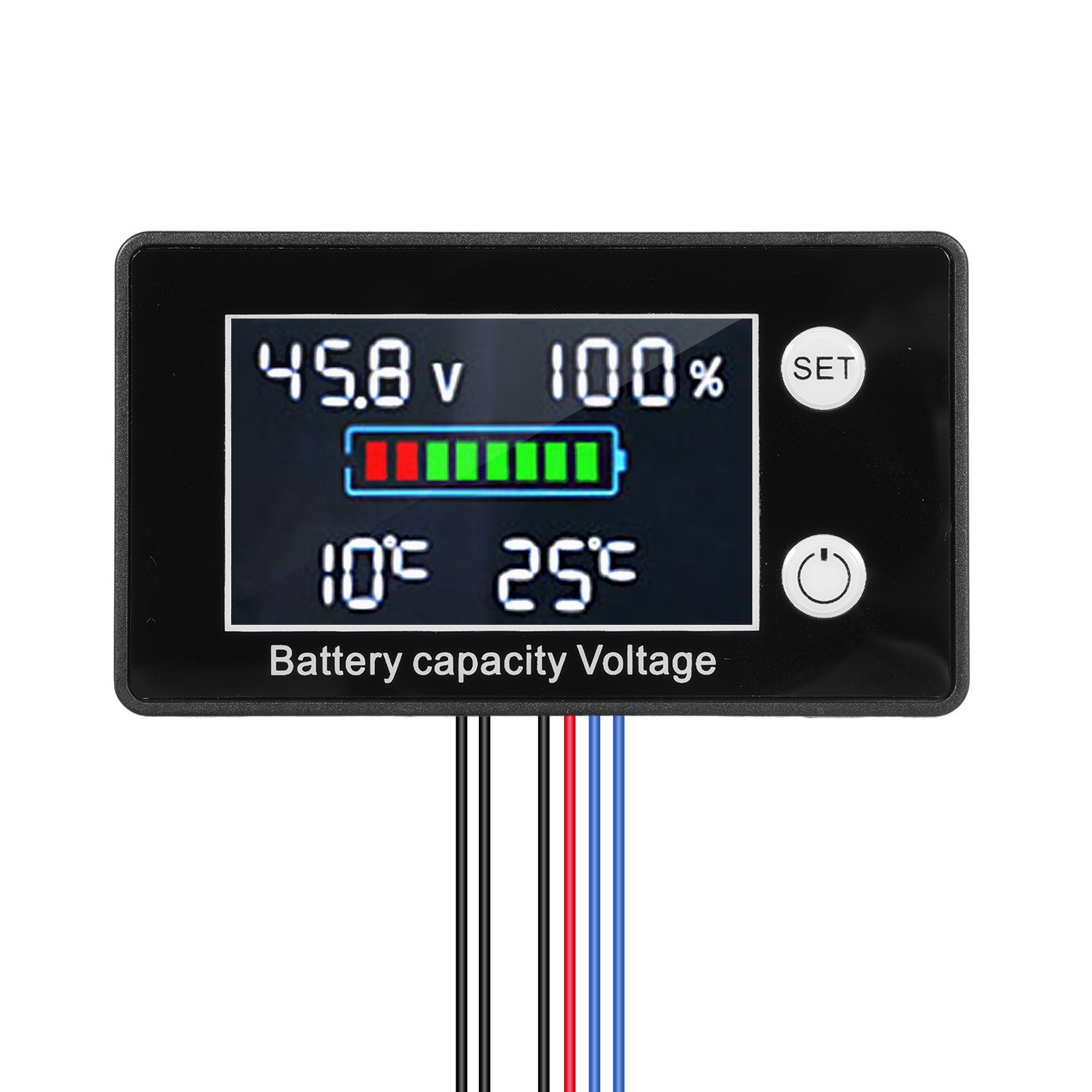 Battery Monitor 9V-100V Battery Capacity Voltage Meter with LCD Display Backlight Digital Voltmeter Tester For Lithium Ternary Batteries Lead-acid Battery Lithium Iron Phosphate Battery Capacity Percentage Tester