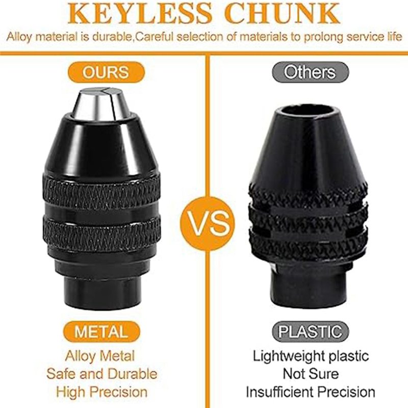 12 Piece 0.8-3.2mm Keyless Drill Chuck Collet Set 1/32 to 1/8In Replacement Metal Rotary Tool Sanding Drum 8 Sizes, Drill Tool Set. 