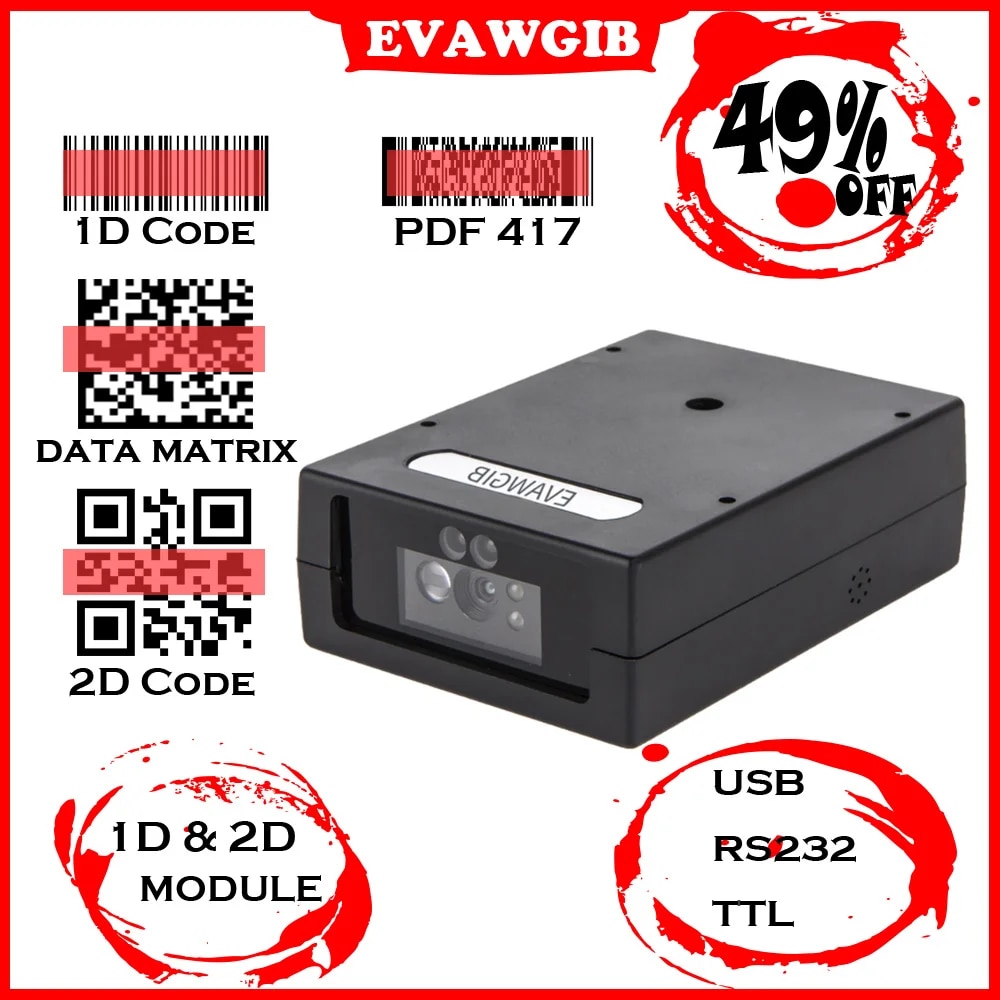 Mini Size Barcode Scanner Module USB Barcode Reader With Cheapest Price 1D 2D TTL RS232 Serial Self-Inductio QR Barcode Scanners