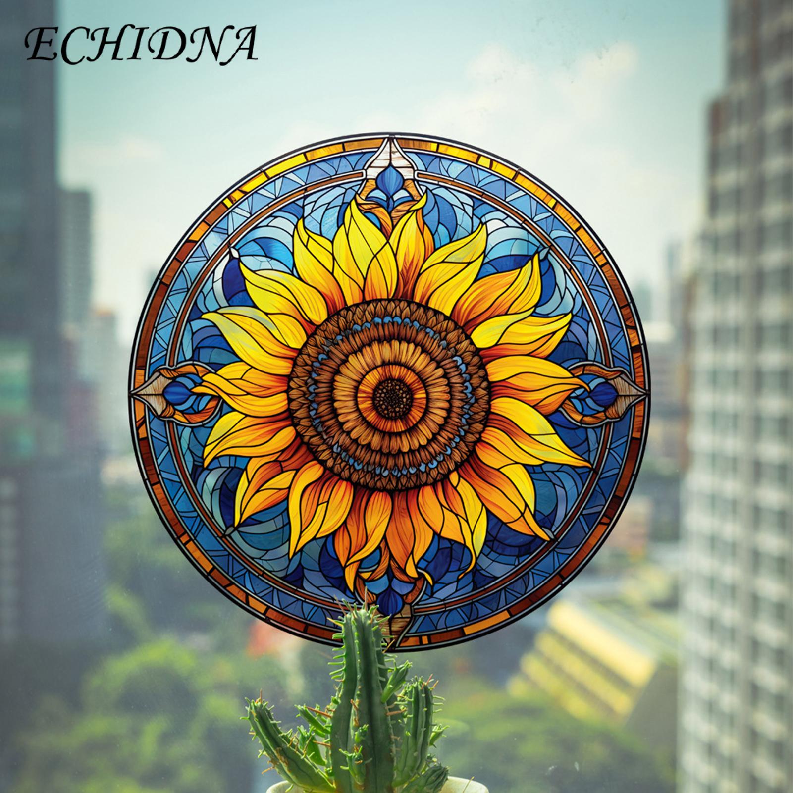 Sunflower Impt Warning 3d Static Window Stickers Removable Bird Deterrent Decorative Home cessory. 