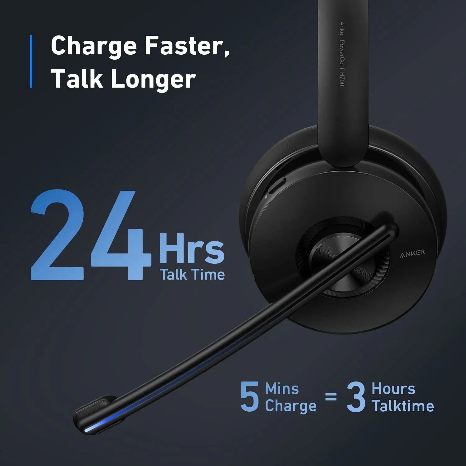 Anker PowerConf H700 Upgraded Version Bluetooth Headset with Mic and Charging Stand Digital Active Noise Cancelling. 