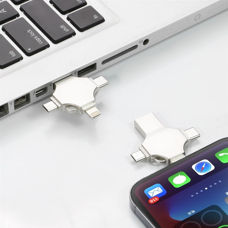【Ready Stock+FREE Shipping+COD】Zeus 4-in-1 Flash Drive / Mouse / Keyboard Connector USB 2.0 OTG Fast Speed For Type C / USB / IOS. 