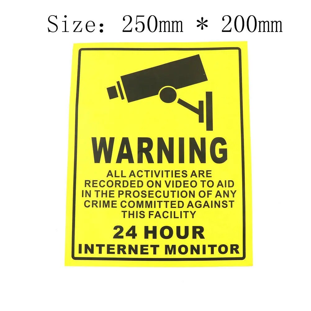 1/2/5/10Pcs Wall Sticker 24H Video Camera System Warning Sign Wall Decal Surveillance Monitor Decal Public Area Security