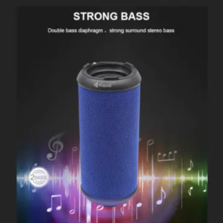 KISONLI Q5S Waterproof Bluetooth Speaker Portable Dual Bass Support FM Radio, TF, AUX. 