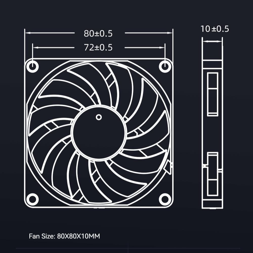 ID-COOLING NO-8010-PWM Small 4pin Case Fan 8cm Ultra-thin Fan 8010 Temperature Controlled Computer Case CPU Heat Sink PC Fan. 