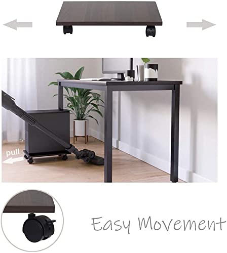 Heavy Duty Wooden CPU Trolley Computer Desktop Tower Stand with Locking Wheels,Multicolo. 