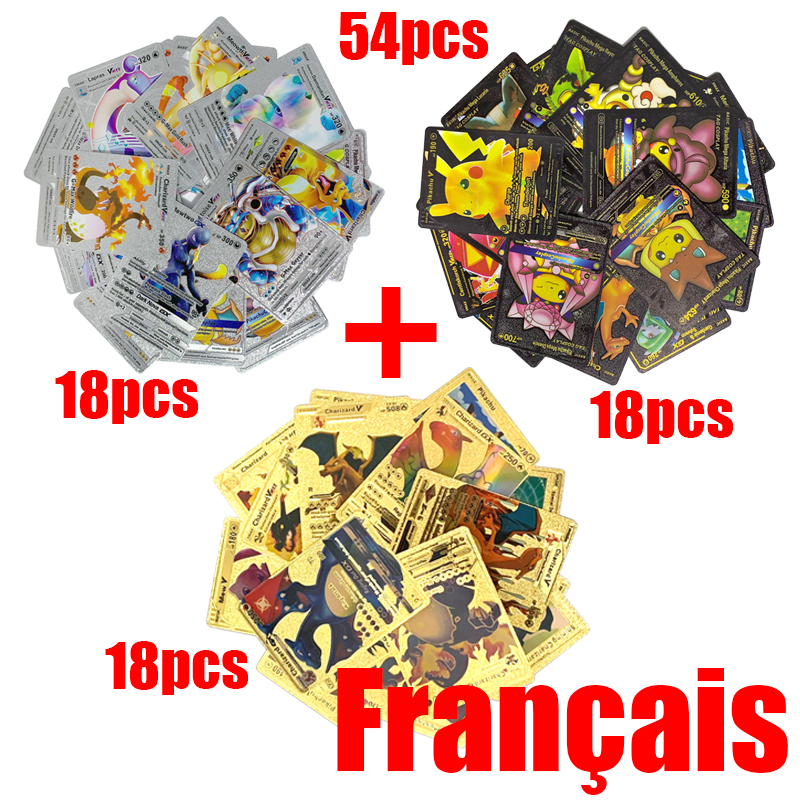 Pokemon Rainbow Cards Gold Silver Vmax GX Card Collection Battle Trainer Card Spanish English French Child Toys Christmas Gifts MuXiaRe. 