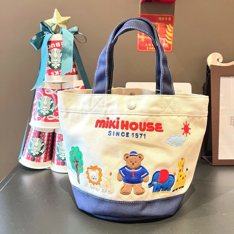 2023 New Japanese Cartoon Embroidered Canvas Handbag, Cute and Versatile, Casual Letters, Large Capacity Mommy Bag Tide