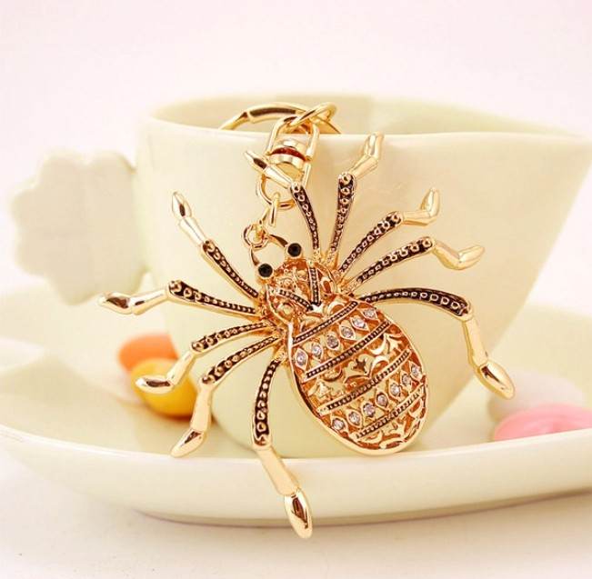 Keyholder Keychain Keyrring Creative Spider Keychain Ladies Rhinestone Decorated Key Ring Purse Bag Charm Pendant Gift For Women Key chain rings 2365489. 