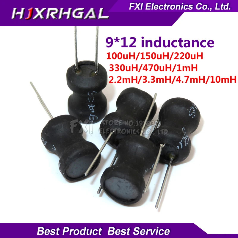 10pcs Unshielded Wirewound DIP power Inductor 0912 (9*12mm) 100uH 220uH 330uH 470uH 1mH 2.2mH  3.3mH  4.7mH I-shaped inductance. 