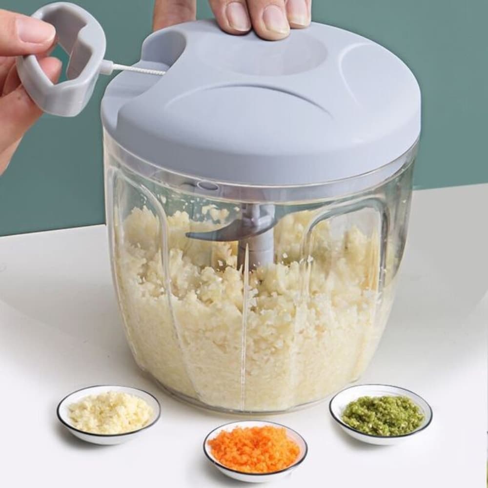 Hand Manual Blender, Vegetable Cutter & Manual Meat Grinder - 500ml, 3-Blade. 