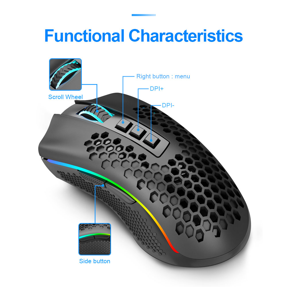 REDRAGON Storm Pro M808-KS RGB USB 2.4G Wireless Gaming Mouse 16000 DPI Programmable ergonomic for Computer gamer Mice laptop PC. 