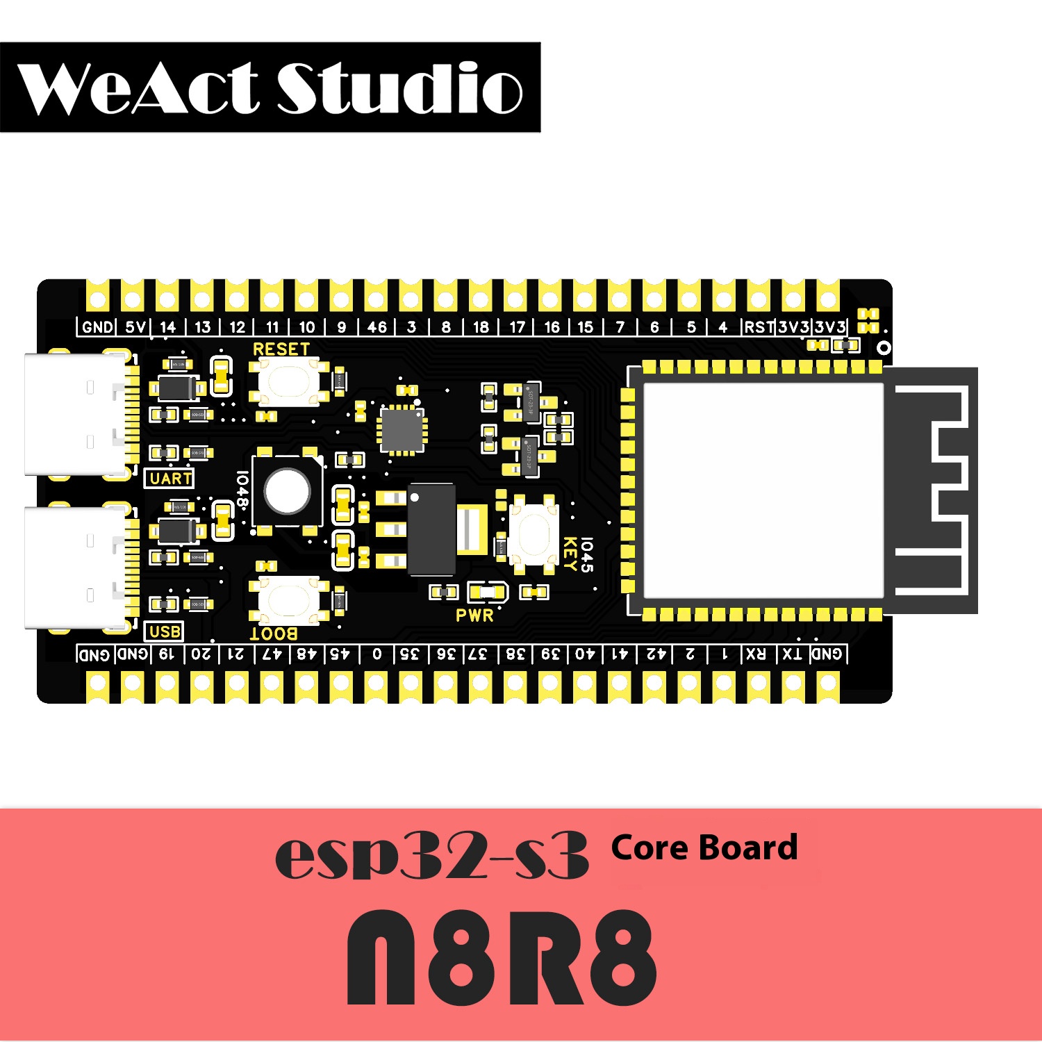 WeAct ESP32-S3 core board N8/N8R8/N16R8 compatible with DevKitC-1WROOM-1 LeXin ESP. 
