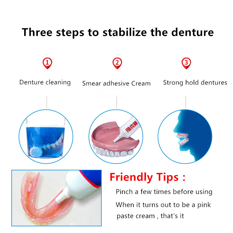 Y-Kelin Denture Adhesive Cream 40g Strong Hold Glue For Cull Partial False Teeth Bonding Prosthesis Fixing BruberryBeE. 