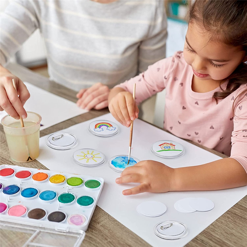 25PCS Clear Acrylic Buttons Clear Plastic Craft Button with Pin Blank Paper Pins Buttons Design for DIY Set. 