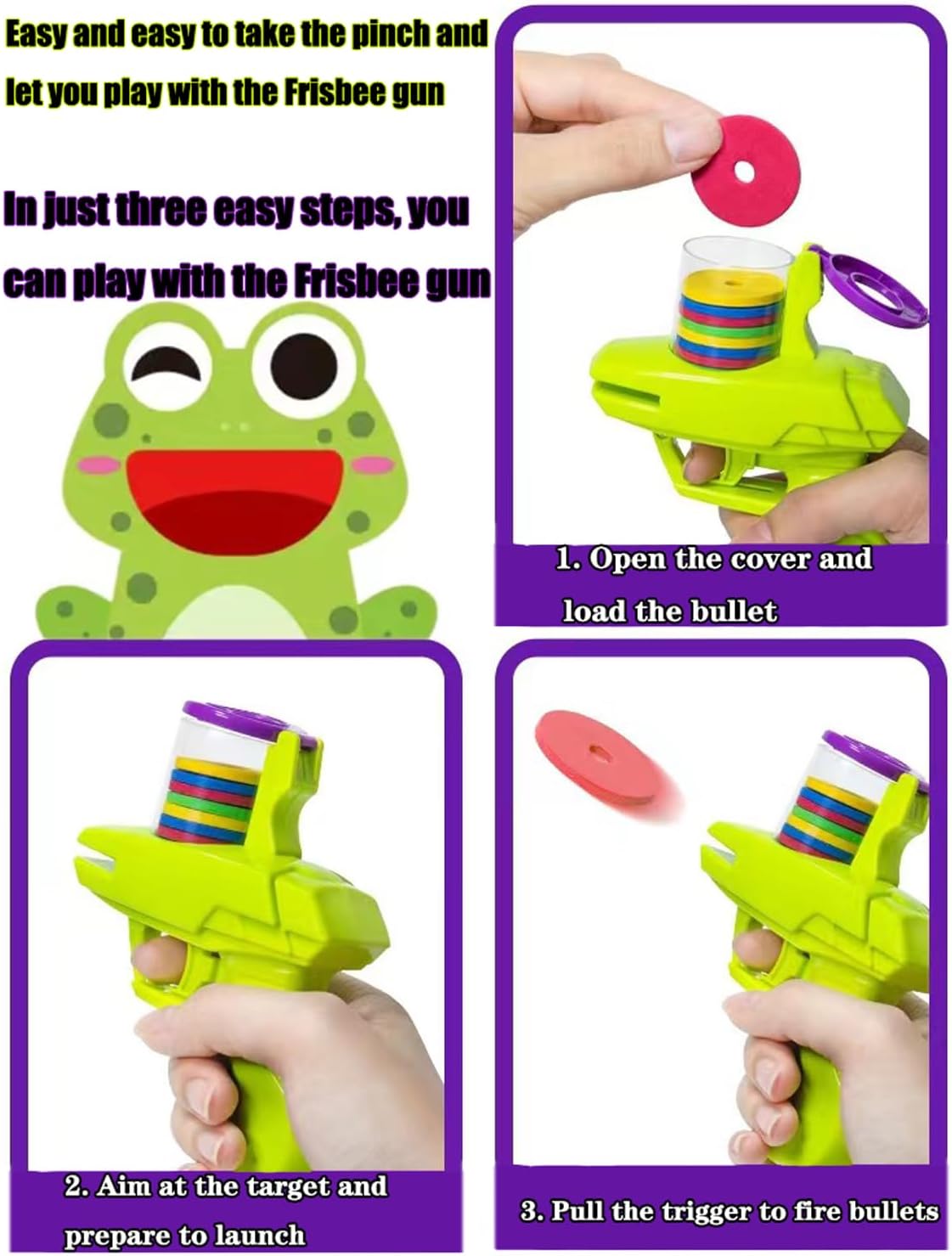 Disc Launcher Shooter Toy Gun with 1 Gun and 15 Frisbees,Creative Gift for Outdoor Picnics and Playtime with Friends Suitable for Ages 6 and up. 