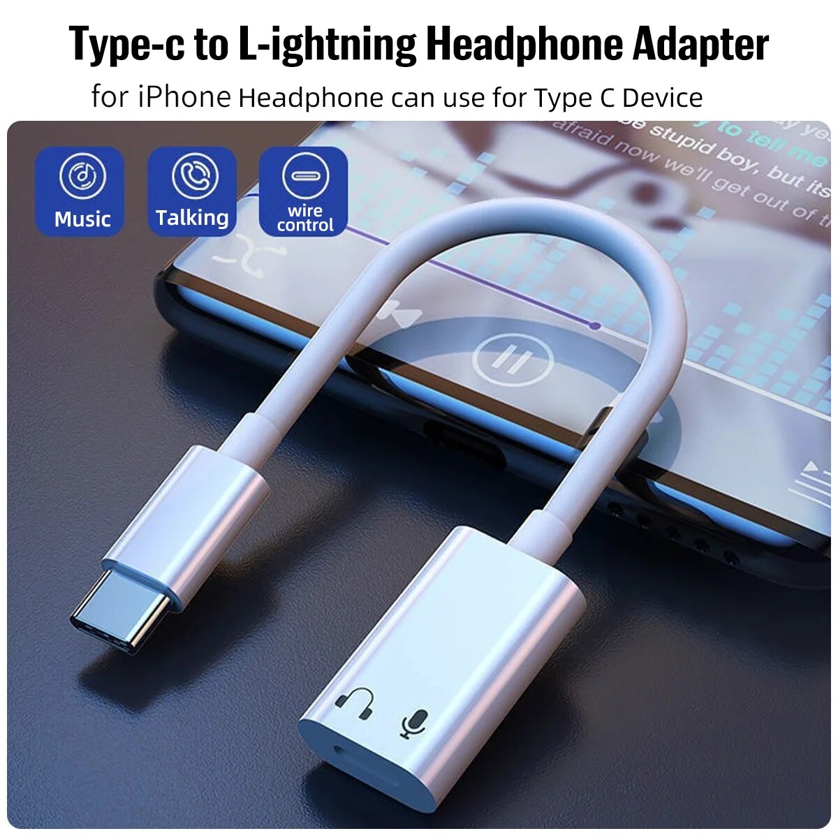 USB C to iOS Earphone Audio Adapter Cable for iPhone 15 promax Headphone Adapter Type C to Lightning Audio Converter for iPadPro. 