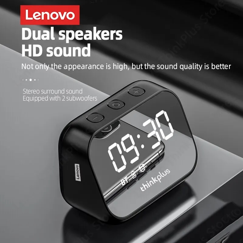 Lenovo TS13 Wireless BT Speaker Portable Subwoofer Stereo Player 9D Surround LED Digital Smart Alarm Clock Mirror Design Speaker. 