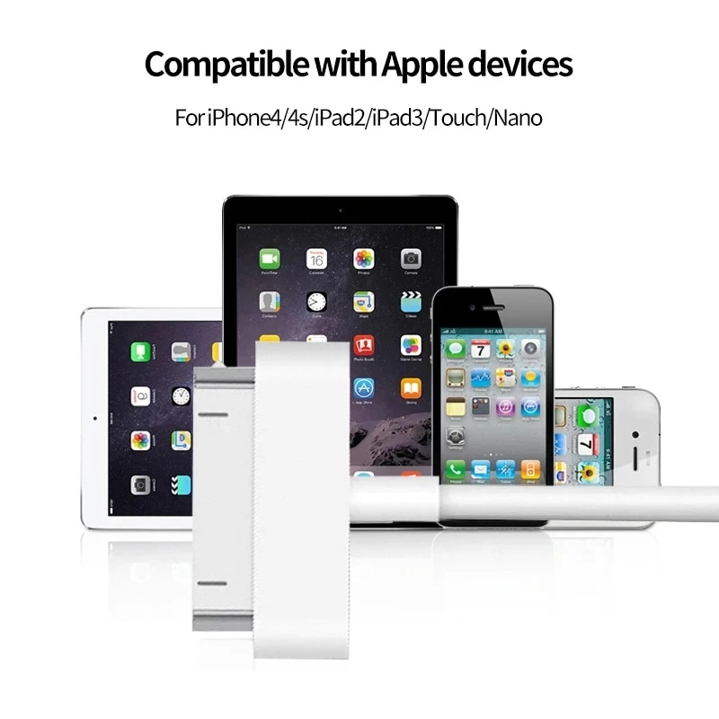 1-2 PCS 30 Pin USB Cable For iPhone 4S 4 3GS iPad 1 2 3 iPod Nano Touch Charger Wire Fast Charging Data Synchronisation Cable. 