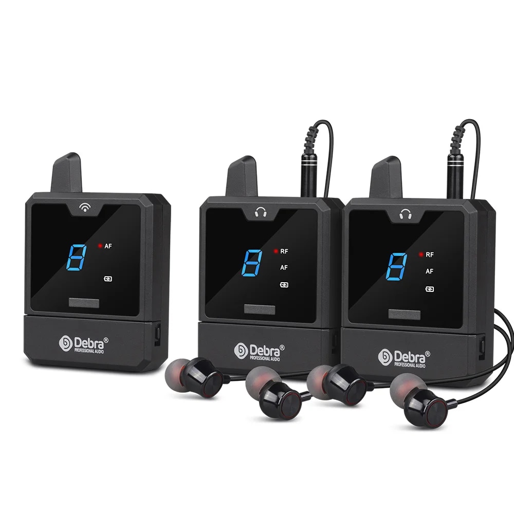 Debra Audio-Mini UHF IEM Wireless In-Ear Monitor System Rechargeable Portable for Music Audio Monitoring Live Broadcast. 