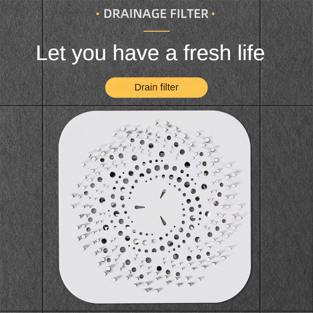 Sink Anti Clog Dense Mesh Hair Filter Sewer Mouth Filter Bottom Suction Cup Square Household Products Floor Drain Cover Tricolor