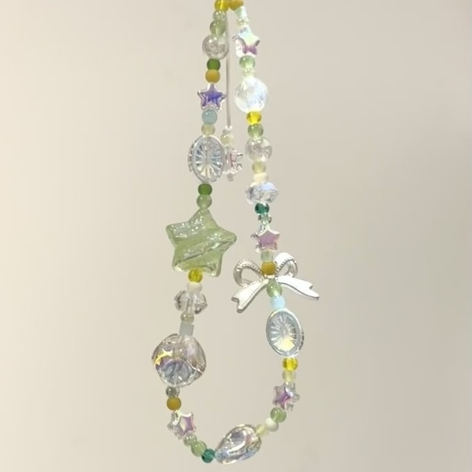 Xiaohongshu with the same rape flower field beaded mobile phone chain, ccd lanyard, DIY chain, camera chain, anti-lost keychain