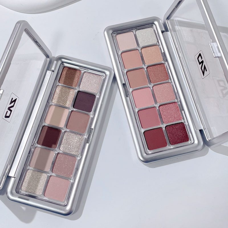CVZ Radiant Tinting Eyeshadow Palette Cement Palette Twelve Colors Eyeshadow Earth Tone Pearlescent Matte Student Affordable Daily. 