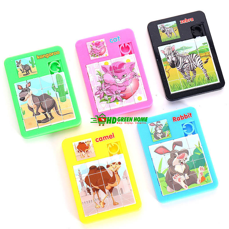 2 pcs x Mini Animal Slide Puzzle Plastic 3D Sliding Puzzles Game Toy. 
