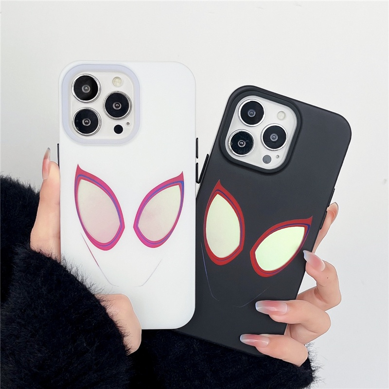 Cartoon cute Street fashion Spider-Man Double layer coating plating lucency Couples Soft Phone Case Suitable for IPhone15 15Pro 15ProMax 14ProMax 14 14Pro 13 13Pro 13PM 12 12Pro 11. 