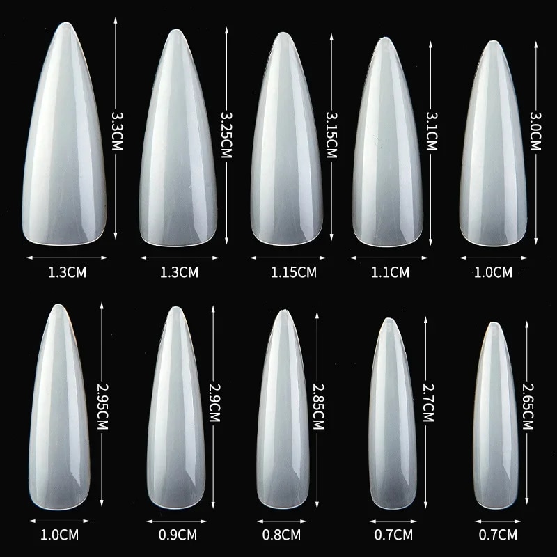 100PCS Sharp Pointed Nails Black Red White Gelnails Long Size Real Stiletto Point Acrylic Nail Tips. 