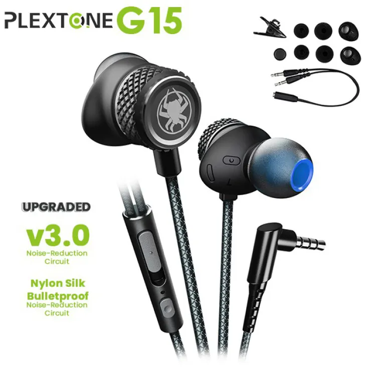 Plextone G15 Game Earphone 3.5mm Bass Hammerhead Gaming