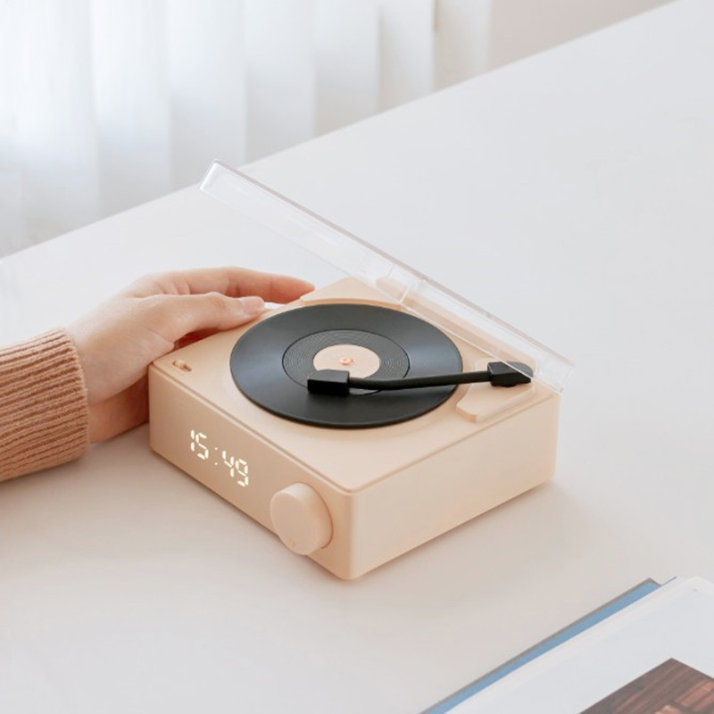 Atomic alarm clock sound, wireless Bluetooth creative small card, USB mini vinyl record player speaker