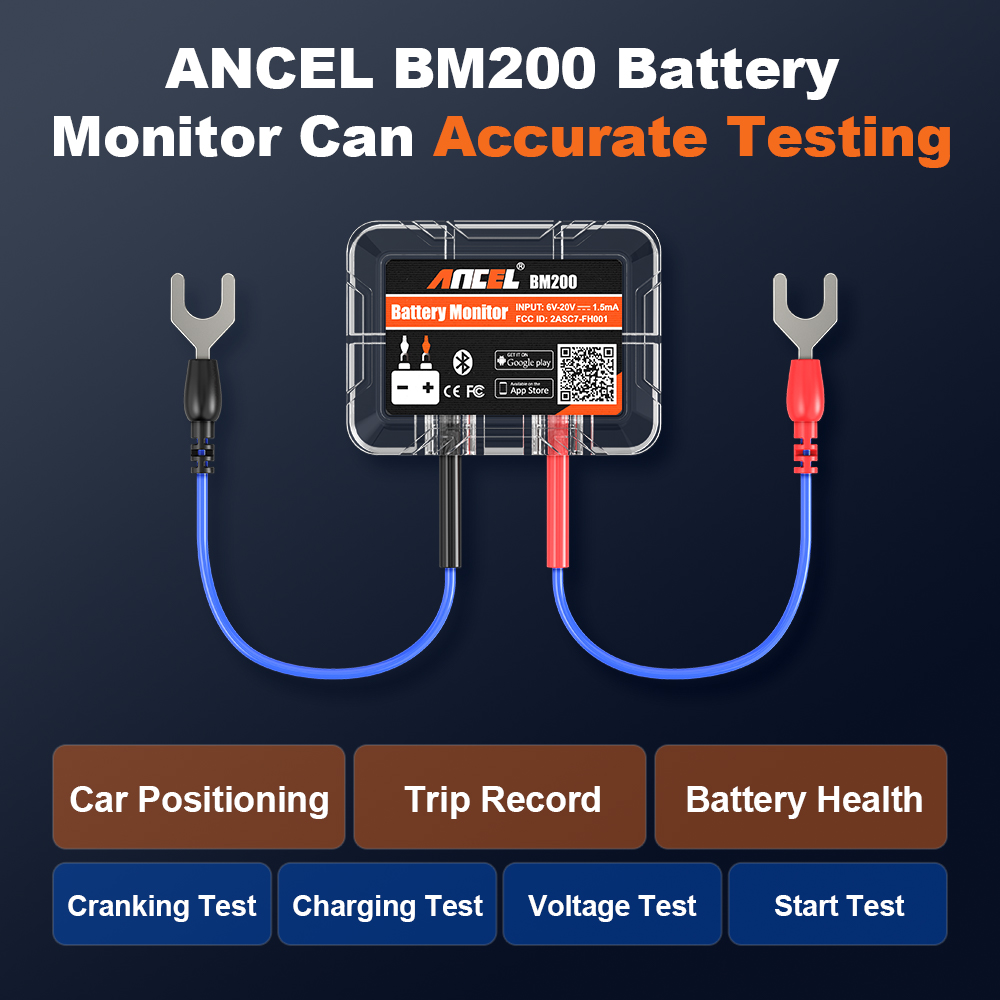 ANCEL BM200 12V Battery Tester Wireless Bluetooth 4.2 Battery Monitor LED Display SOH SOC Battery Analyzer Auto Tester Tools. 