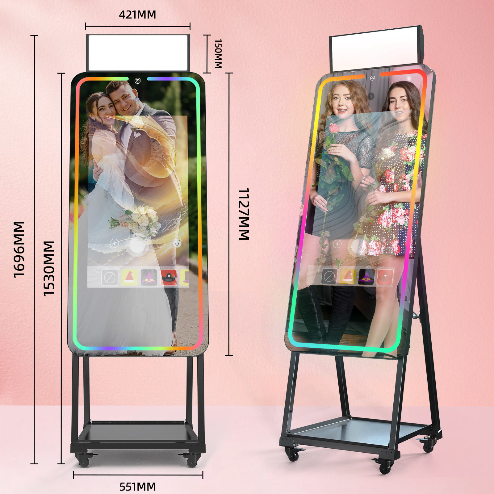 Mirror Photo Booth with Software APP HD Camera and for DSLR Camera Magic Shell Stand Selfie Touch Screen Machine Photobooth. 