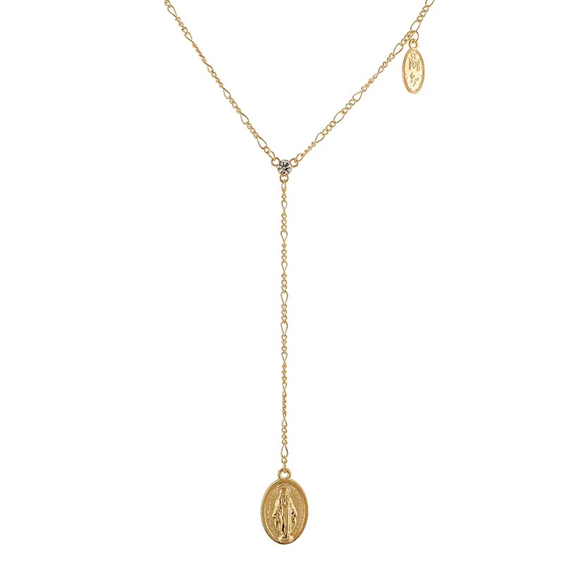 Vintage Pure Chain Coin Metal Chain Pendant Necklace