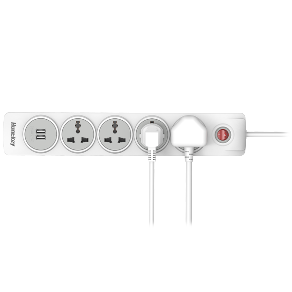 Huntkey SZN507 6Port (4 Port + 2 USB Port -3y Warranty) 3meter Copper Bar Universal Power Strip/Multiplug. 