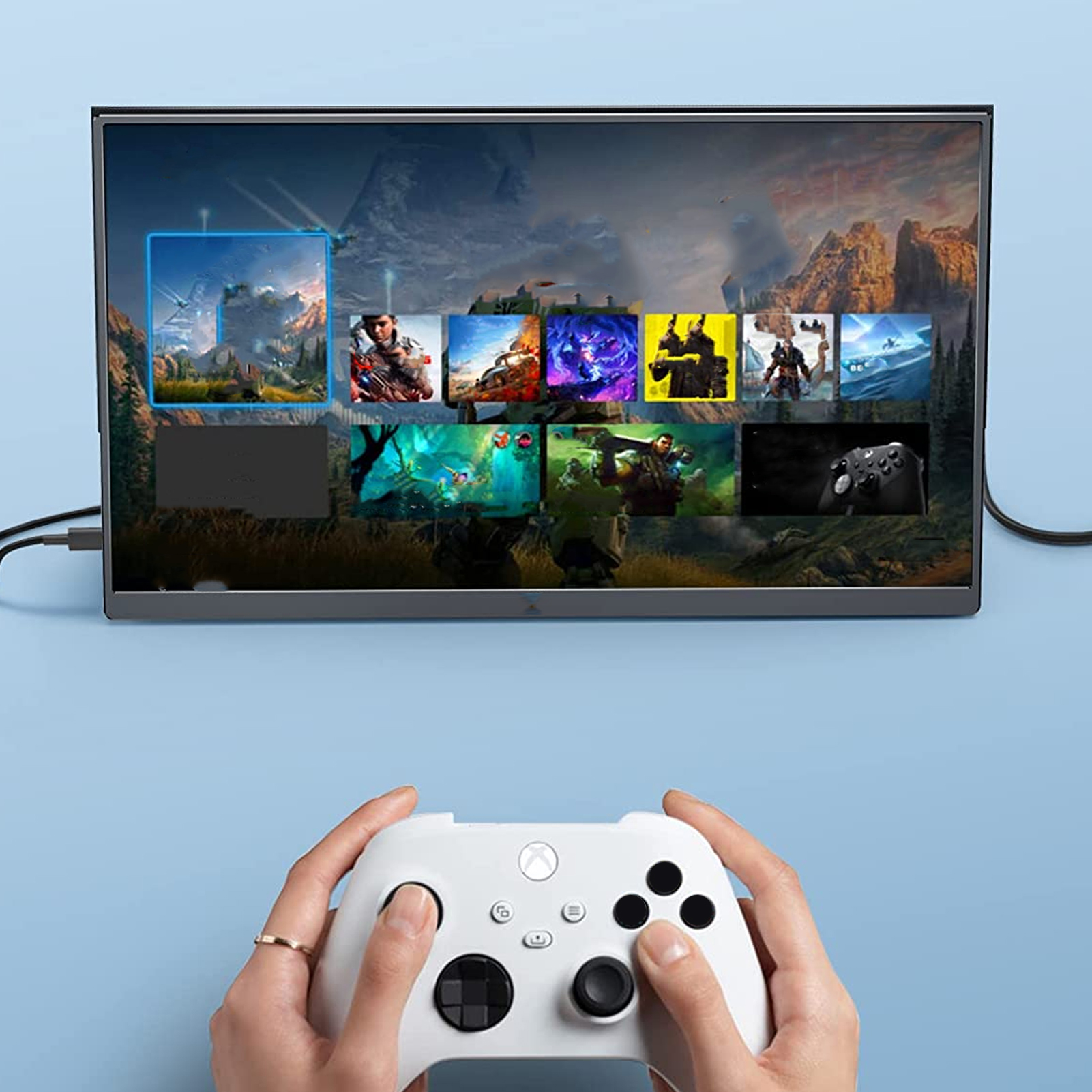 Monitor 15.6in HD 1080P 3 In 1 Display Built In Speakers USB C External Monitor. 