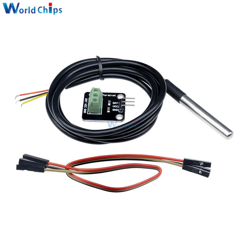 【happy one】DS18B20 Waterproof Sensor Module Kit Stainless Steel For Arduino Pluggable Terminal Adapter 1m Cable. 